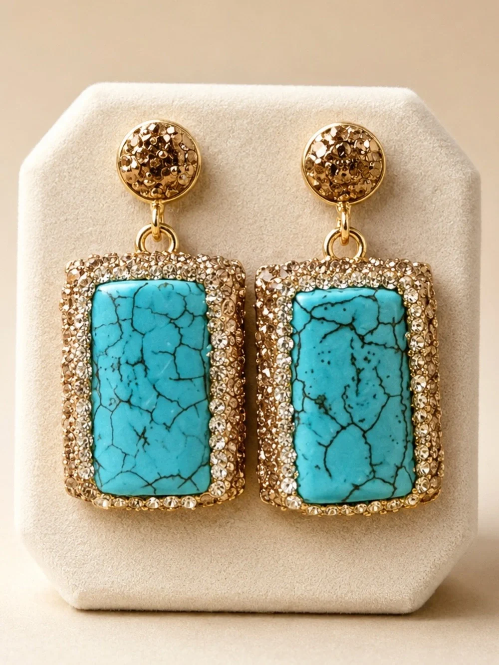 Blue Sparkling Drop Earrings